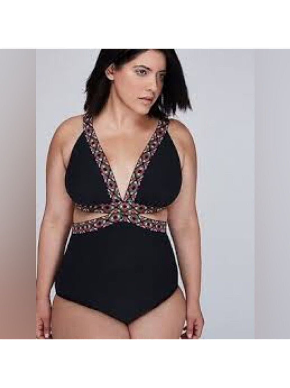 Swim by Cacique One-Piece Swimsuit High Waist Black Sz 18